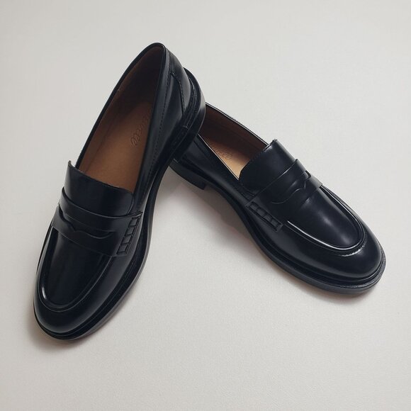 Madewell Shoes - Madewell The Vernon Loafer Women's 8 True Black Polished Leather Slip-On Shoes